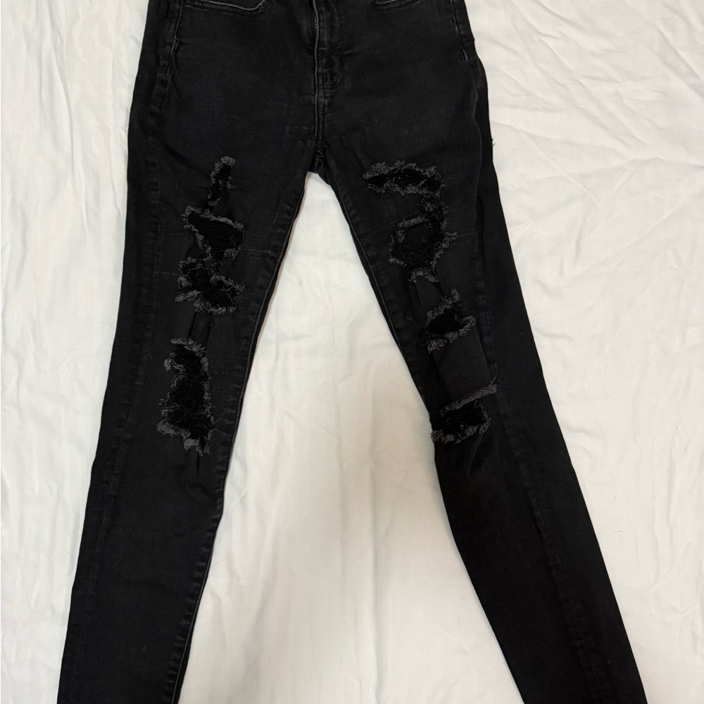 American Eagle Outfitters Black Distressed Skinny Jeans